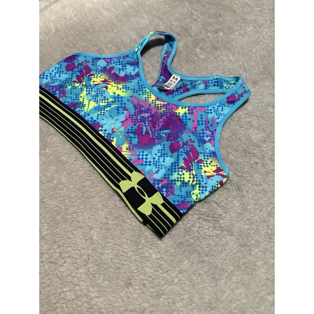 New Under Armour Women's Medium Compression Sports Bra Multi Color Floral Gym - Picture 3 of 6